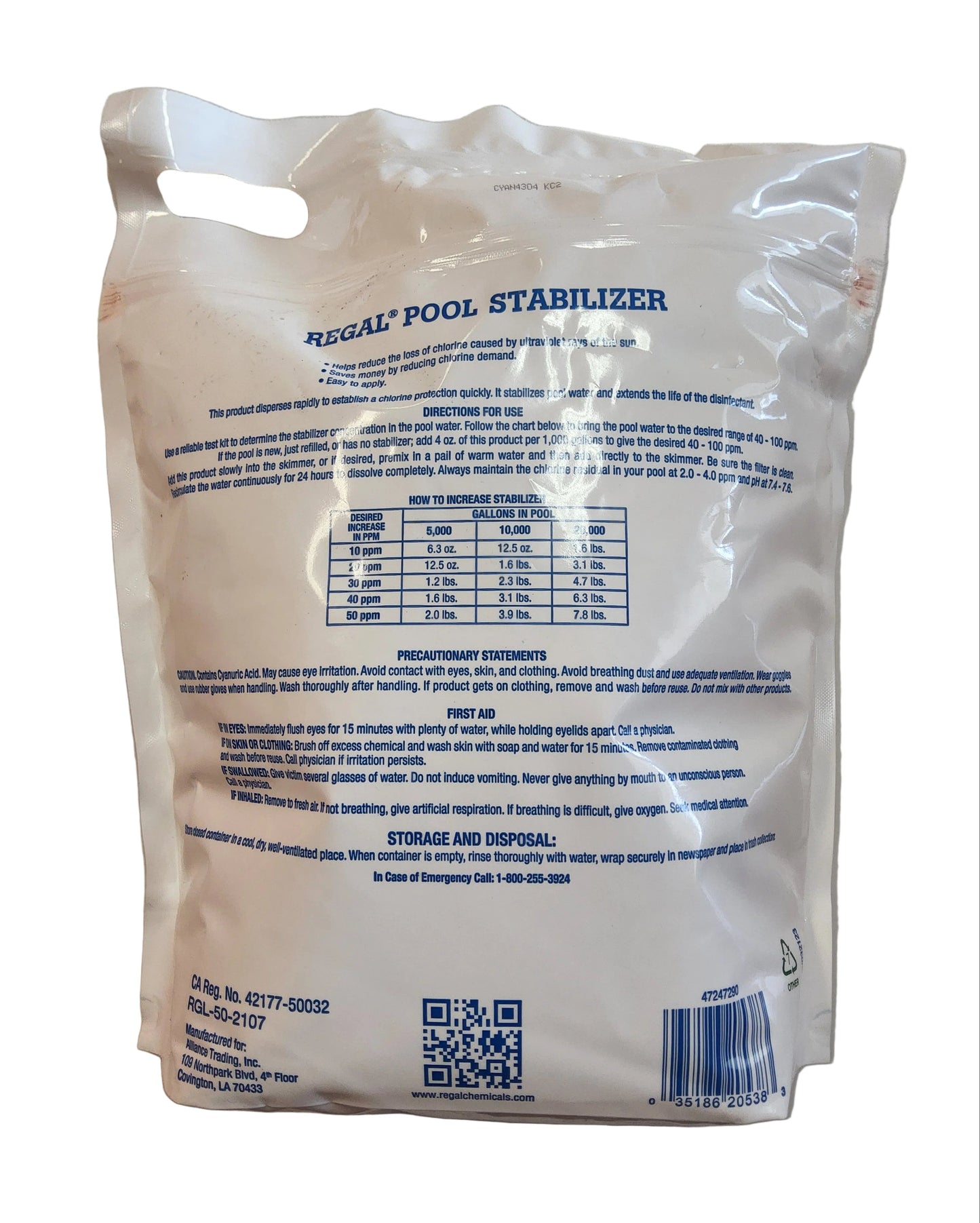 REGAL POOL STABILIZER POUCH 7LBS